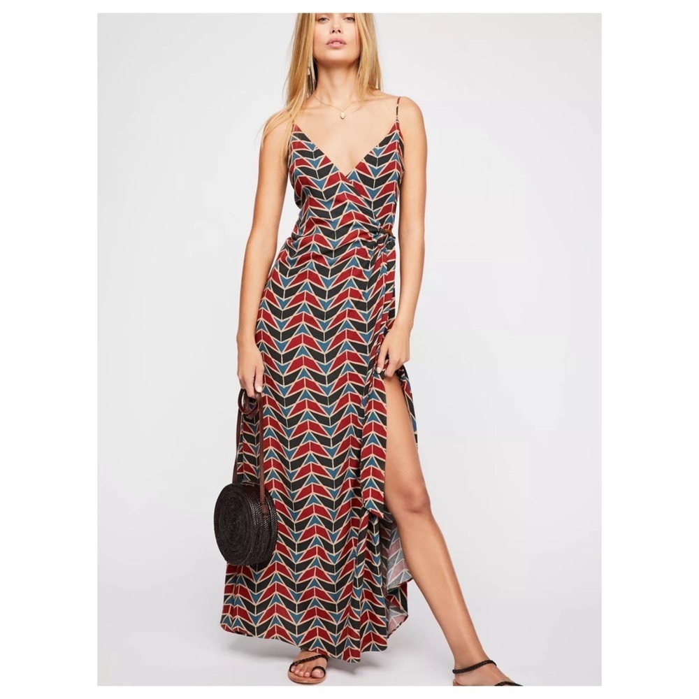 Free People | Retro Siren Wrap Geometric Print Maxi Dress | XS